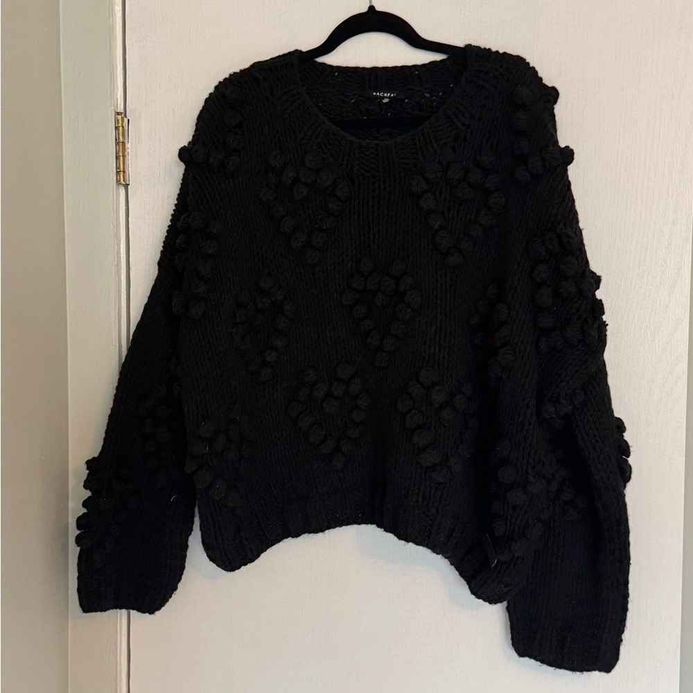 Black Heart Textured Hand Made Women's Sweater